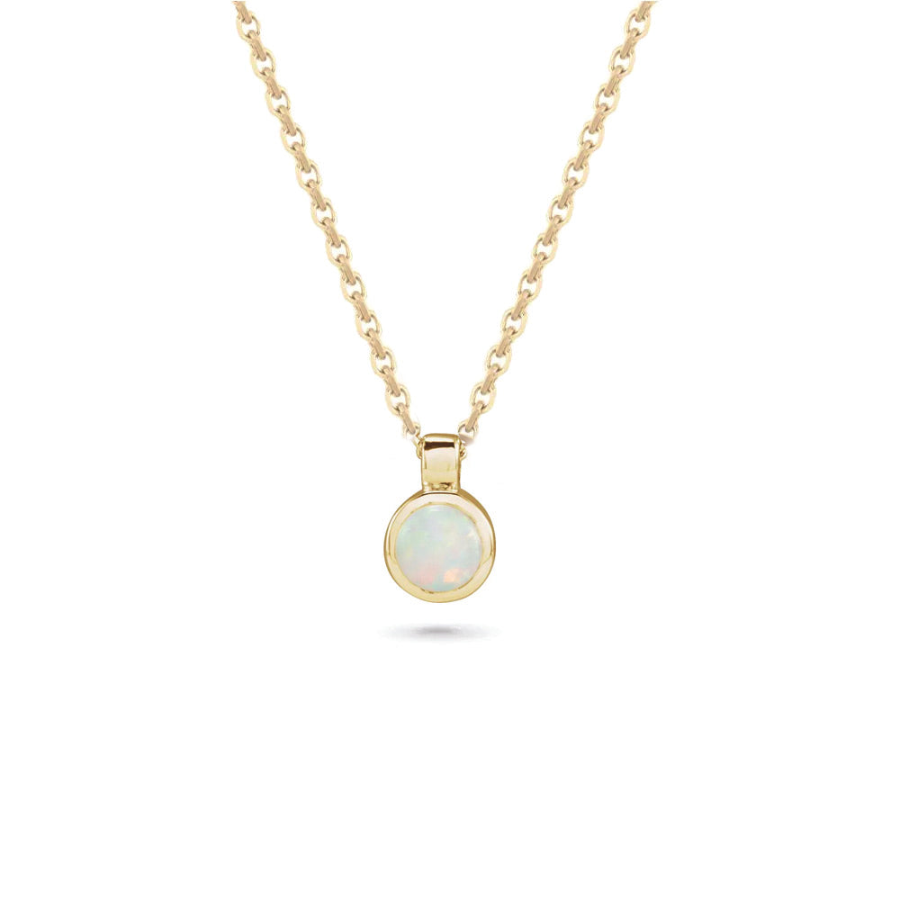 Yellow Gold Bezel Set Opal Necklace