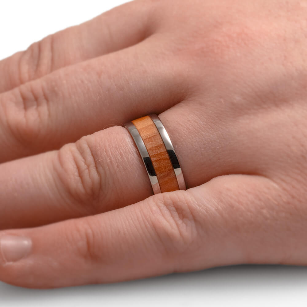 Wood and Titanium Wedding Band