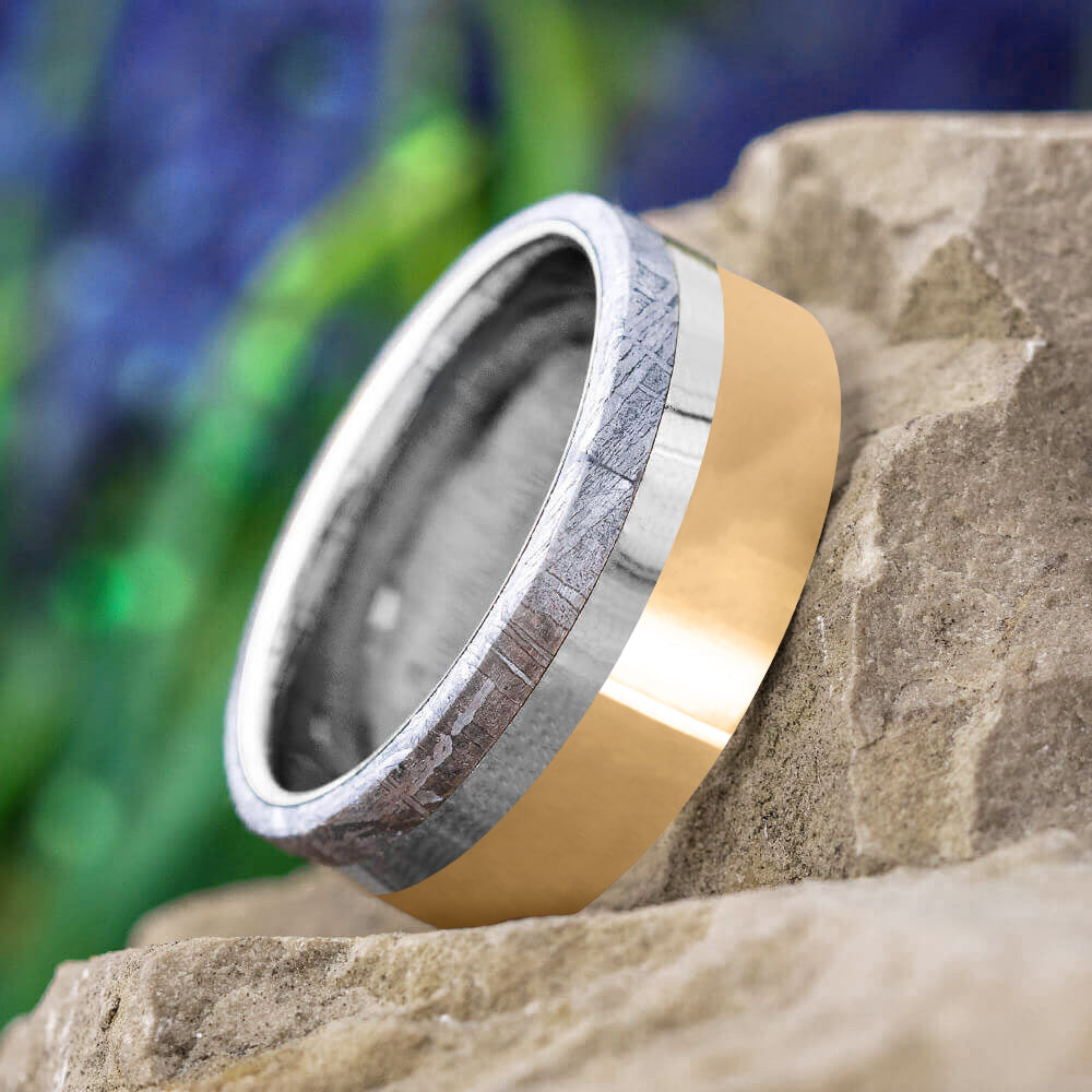 Rose Gold and Meteorite Wedding Ring
