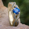 Sapphire and Meteorite Engagement Ring