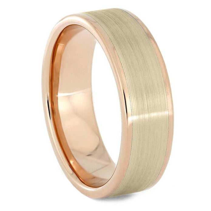 Custom White and Rose Gold Wedding Band