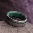 Meteorite and Green Wood Wedding Band for Men