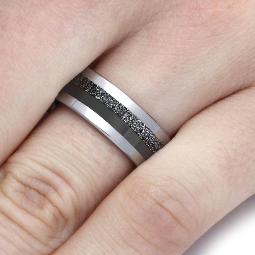 Mokume-Gane Ring in Black Ceramic