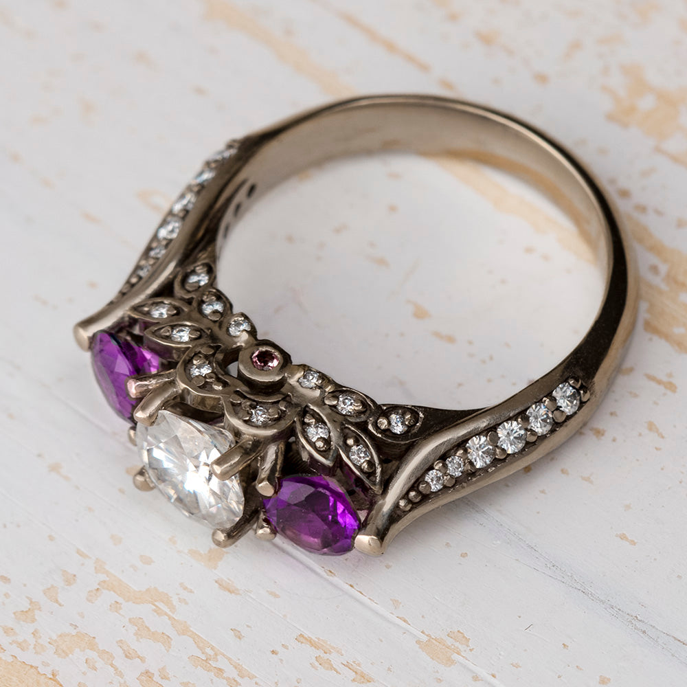 Unique Three Stone Engagement Ring