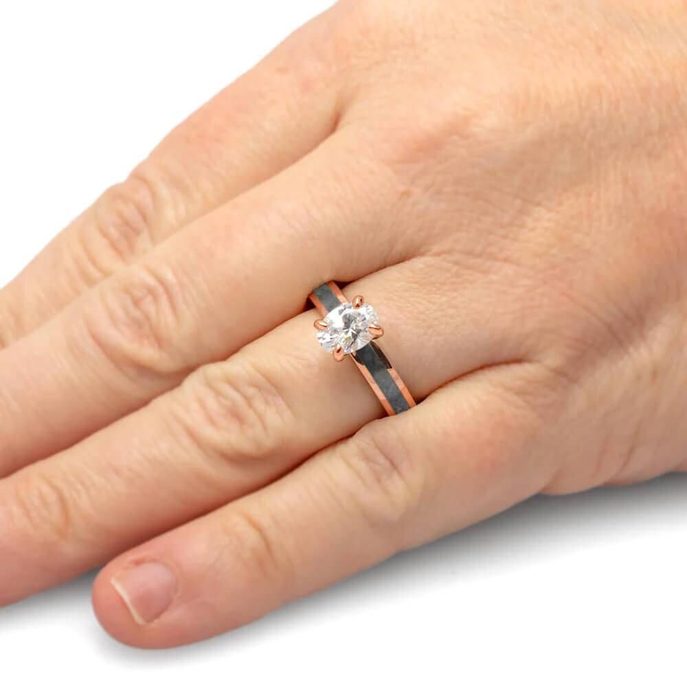 Dinosaur Bone Ring with Moissanite