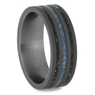 Sandblasted Titanium Wedding Band with Stardust and Turquoise