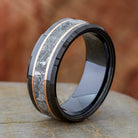 Meteorite and Rose Gold Wedding Band