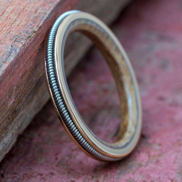 White Gold Guitar String Wedding Band