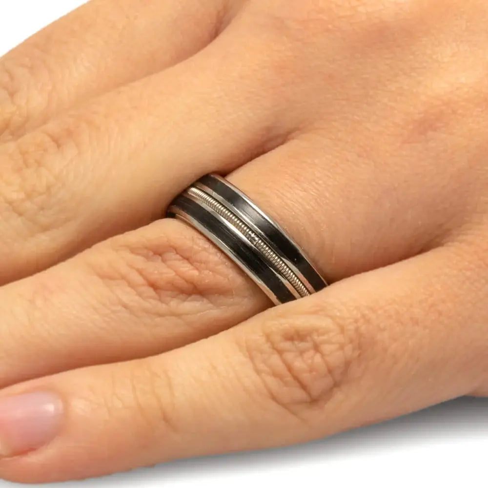 Titanium and Guitar String Wedding Band