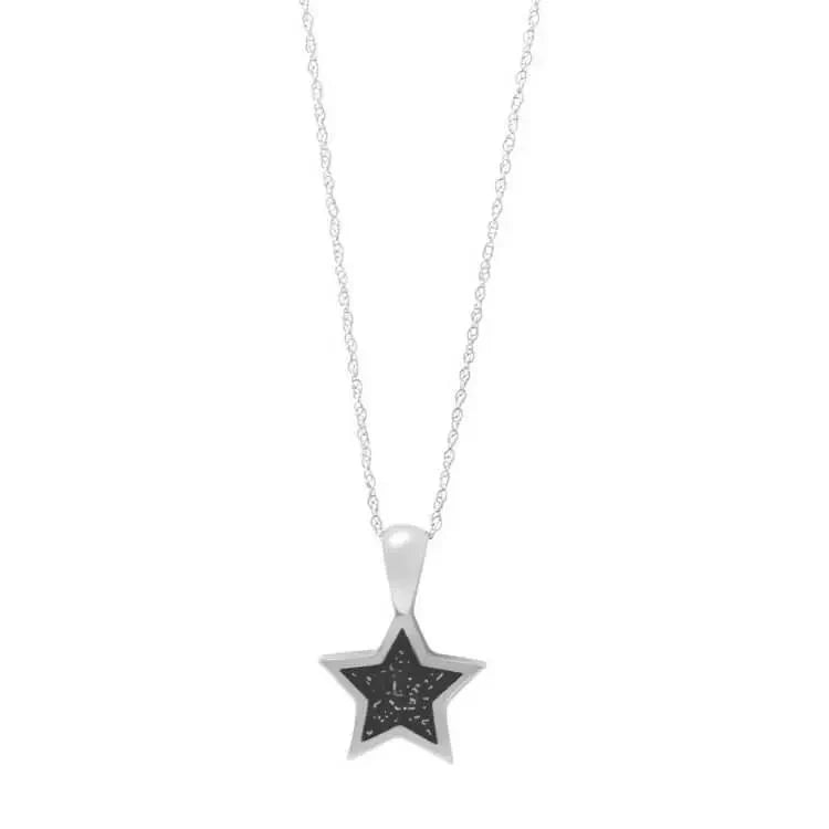 Star-shaped pendant necklace on a white background