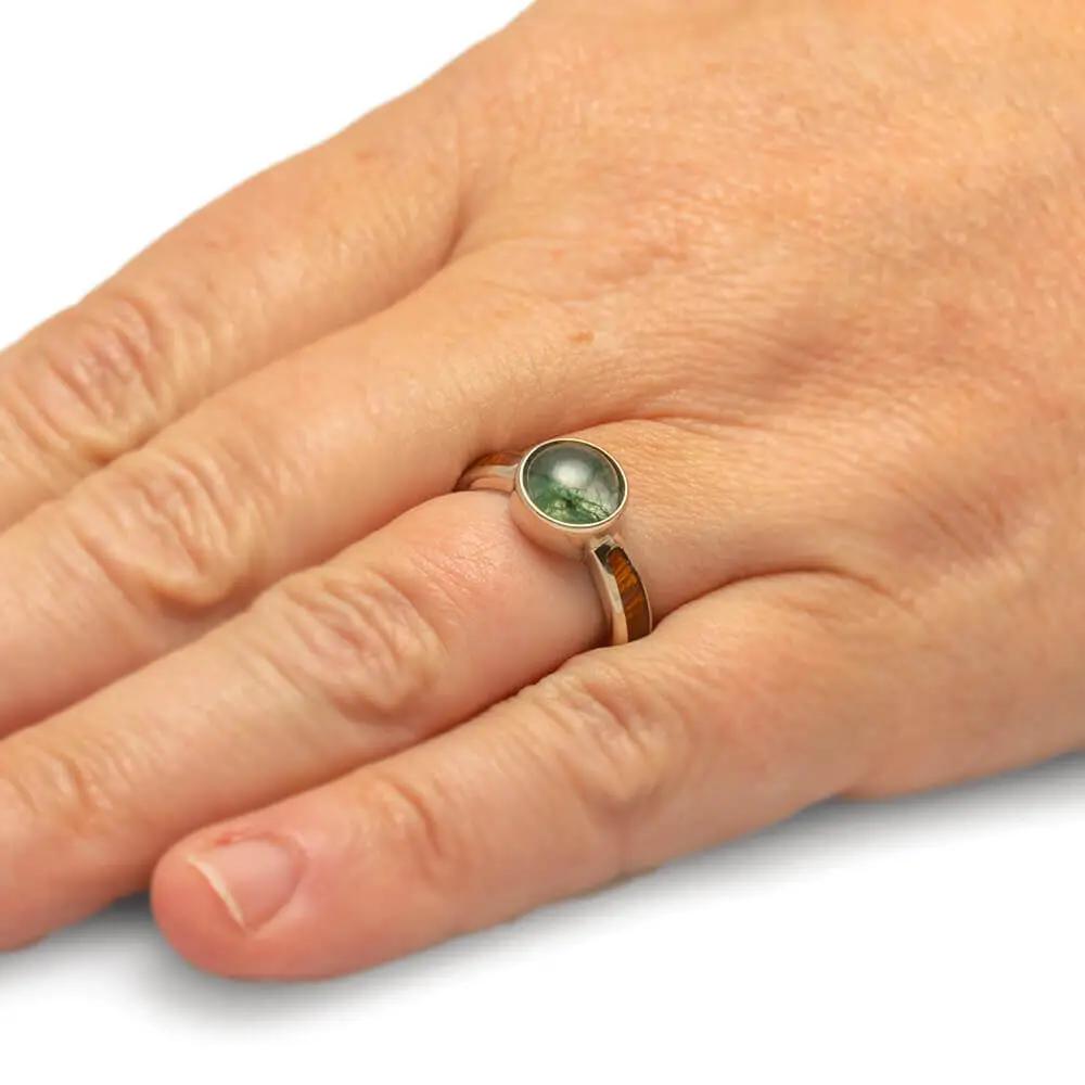 Moss Agate Ring on Hand