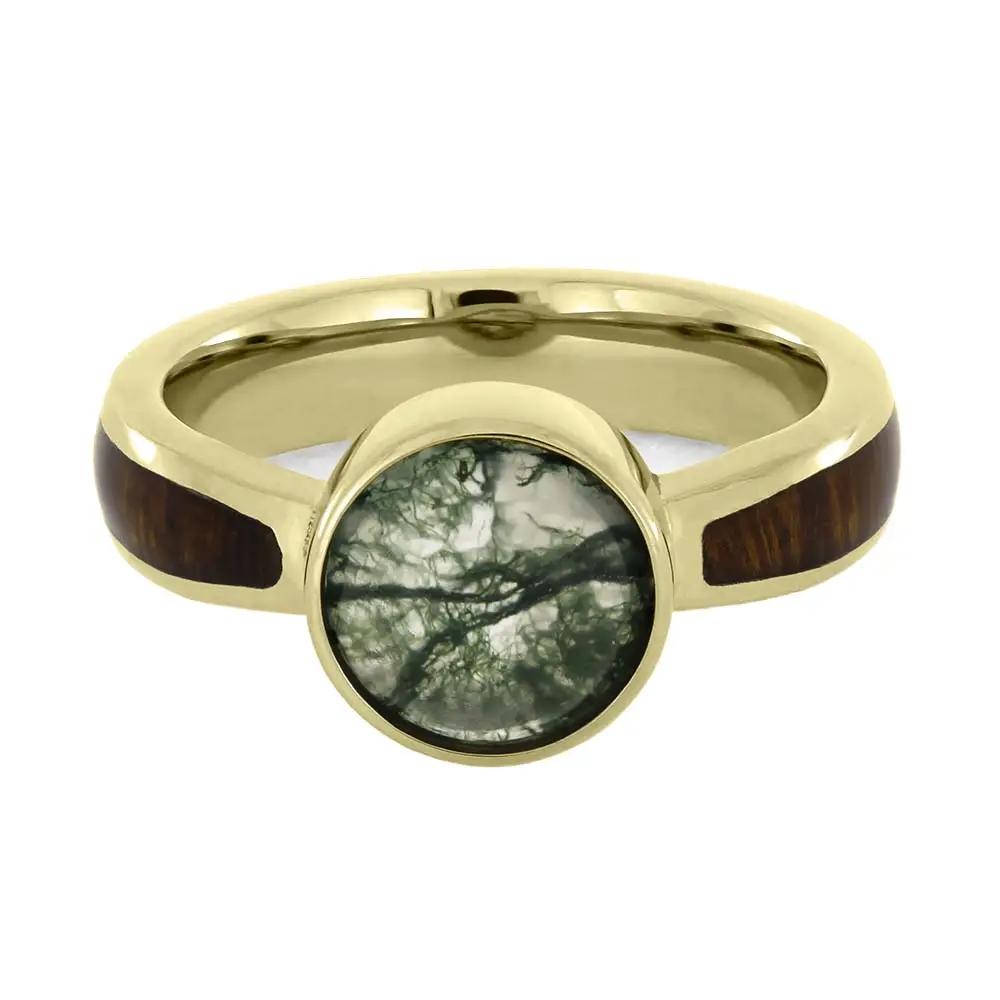 Moss Agate Ring in Yellow Gold