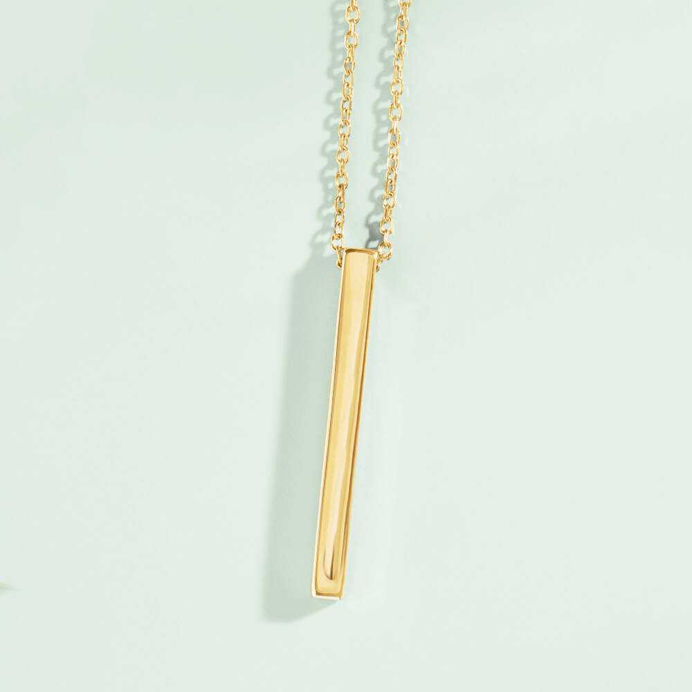 Solid Gold Bar Necklace in Yellow
