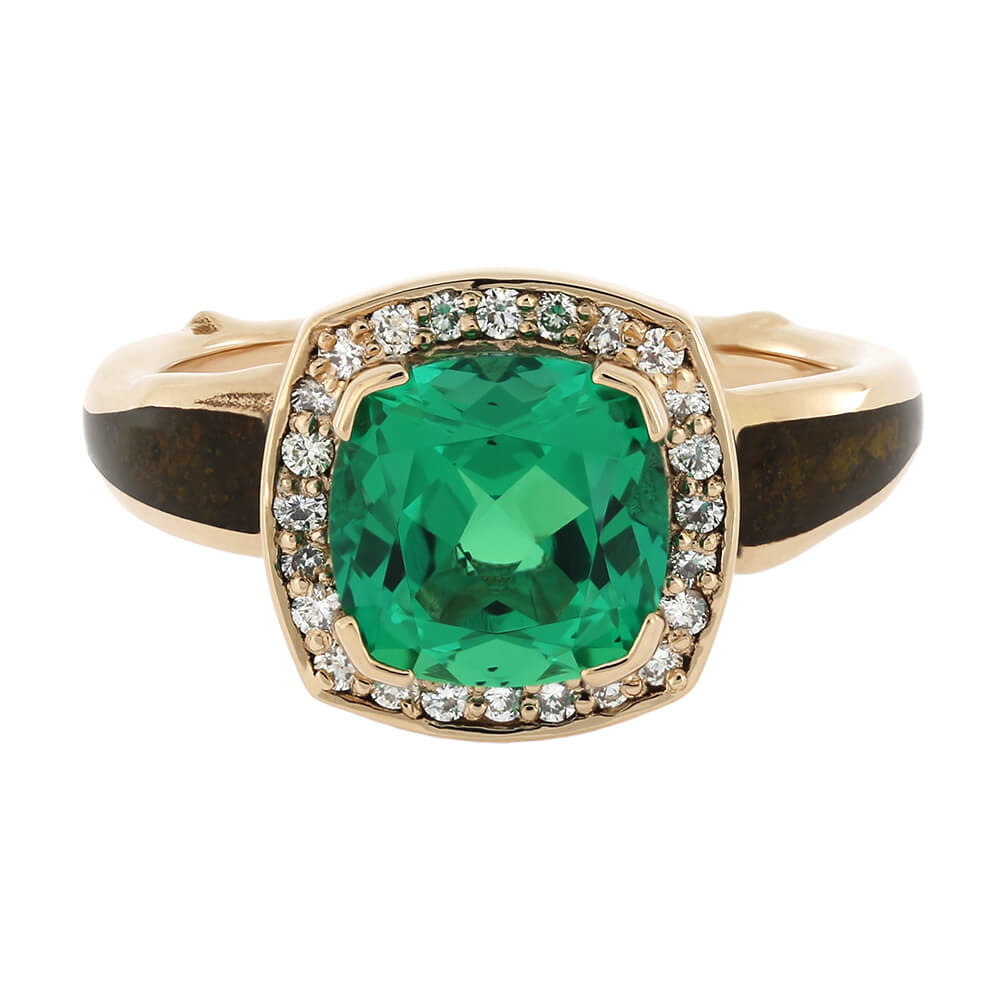 Green Emerald Engagement Ring