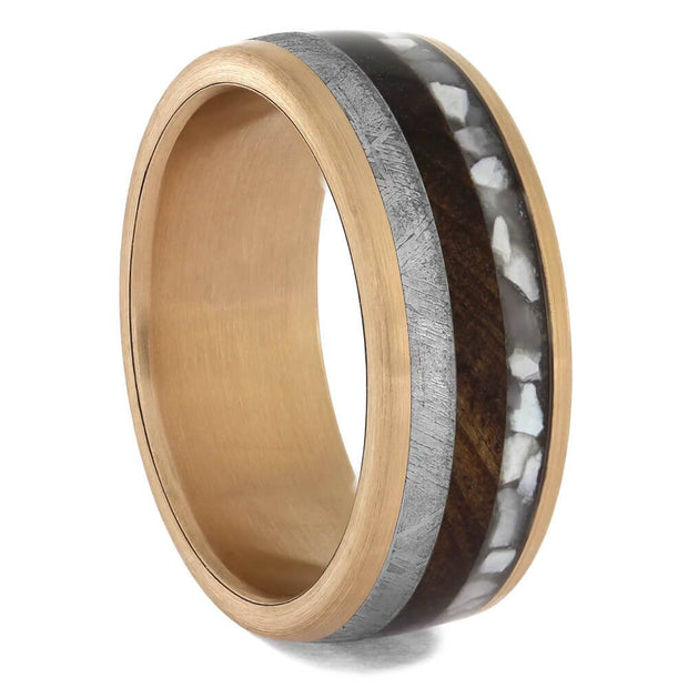 Meteorite and Mother of Pearl Wedding Band