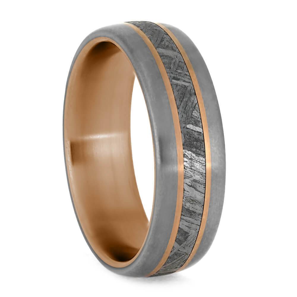 Rose Gold and Meteorite Wedding Band