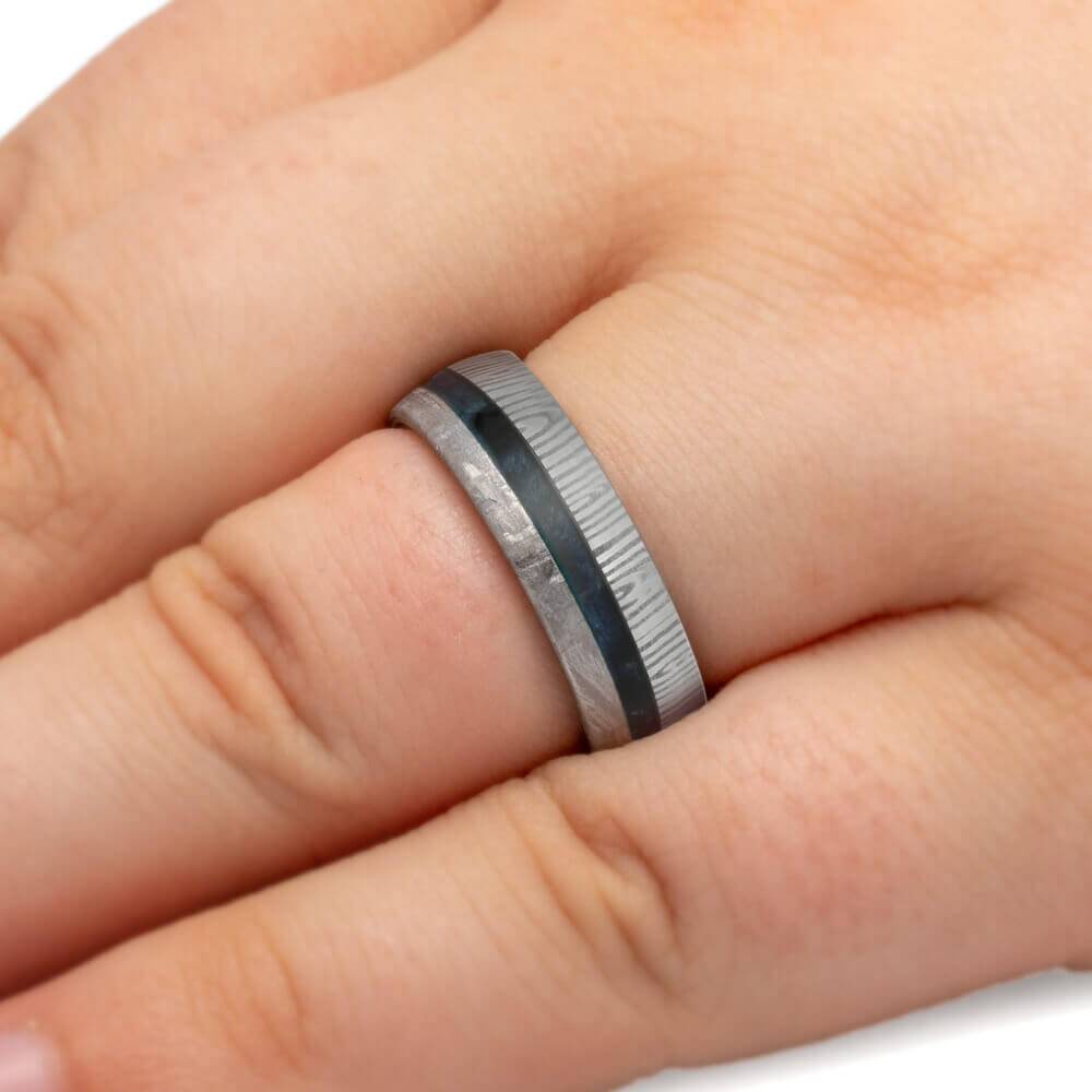 Damascus and Meteorite Wedding Band
