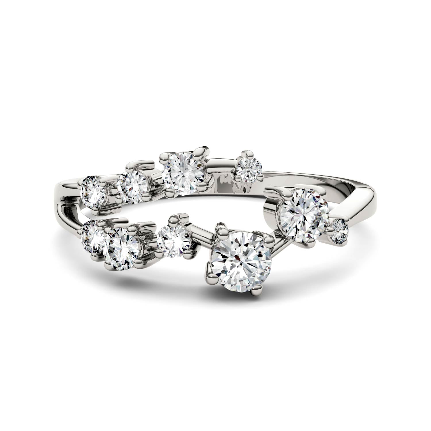 by Jewelry by Johan White Gold Galaxy Ring Featuring Charles & Colvard Moissanites 002170