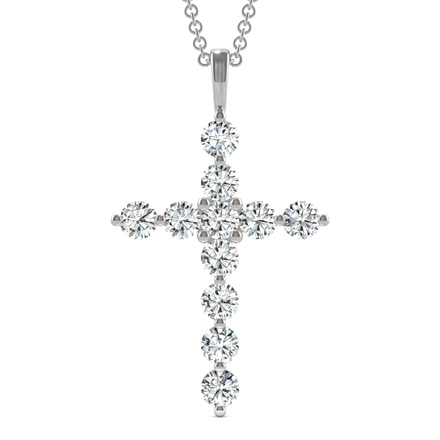 by Jewelry by Johan Moissanite Cross Necklace by Charles & Colvard in White Gold 002225