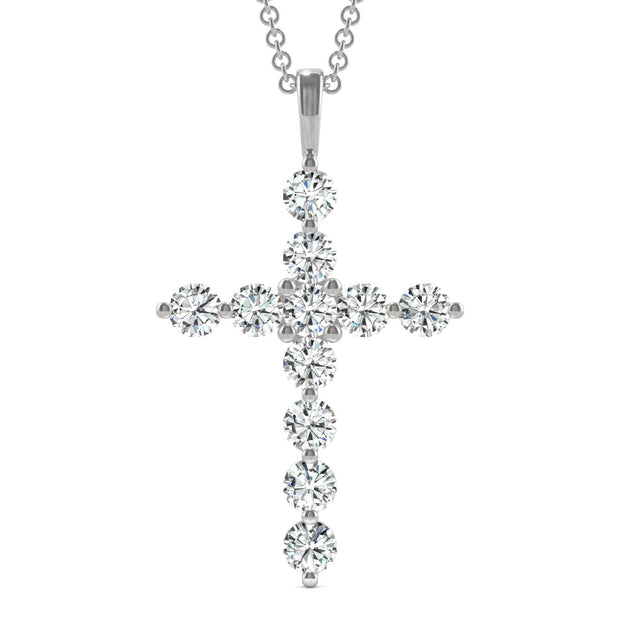 by Jewelry by Johan Moissanite Cross Necklace by Charles & Colvard in White Gold 002225