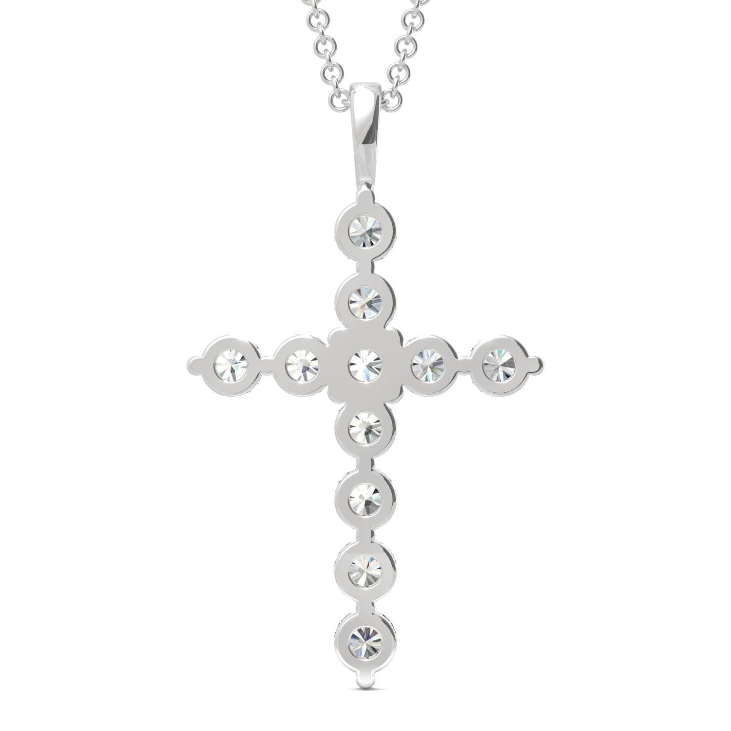 by Jewelry by Johan Moissanite Cross Necklace by Charles & Colvard in White Gold 002227