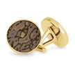 Custom Gold Cuff Link Set with Dinosaur Bone Inlays