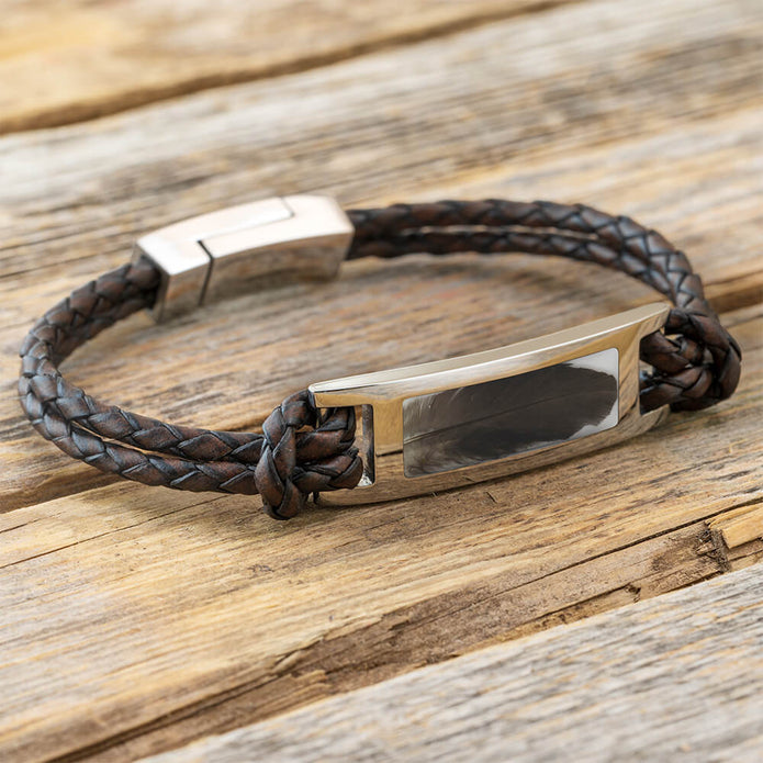 Handmade Bracelet with Feather Inlay