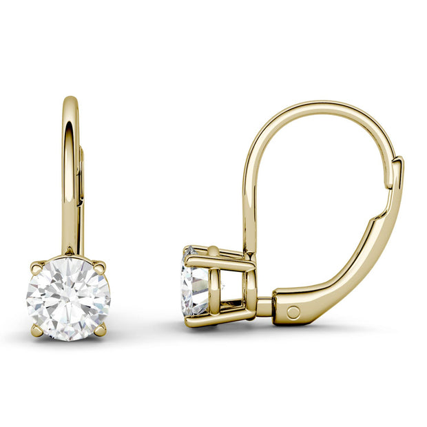 by Jewelry by Johan Leverback Yellow Gold Earrings with Charles & Colvard Moissanite 002229