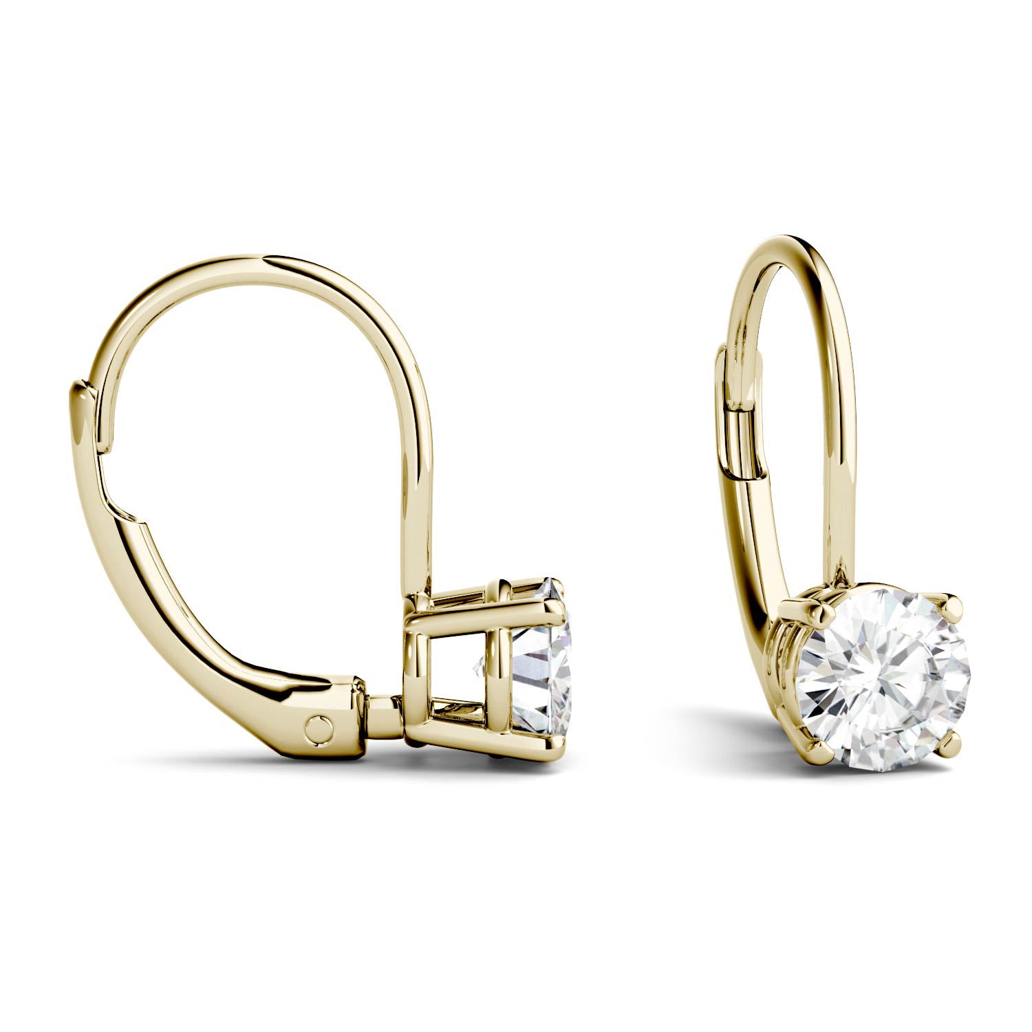 by Jewelry by Johan Leverback Yellow Gold Earrings with Charles & Colvard Moissanite 002230