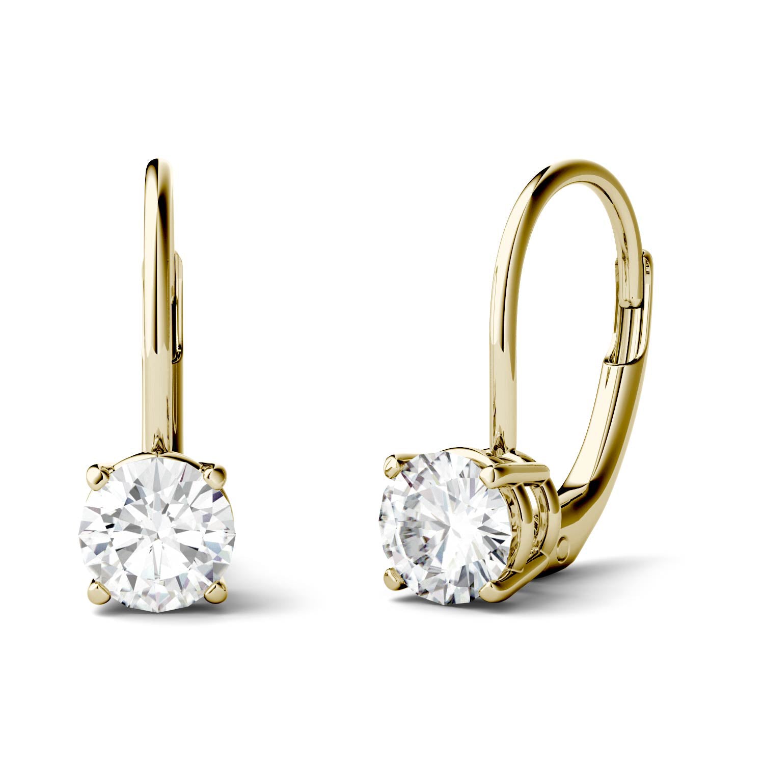 by Jewelry by Johan Leverback Yellow Gold Earrings with Charles & Colvard Moissanite 002231