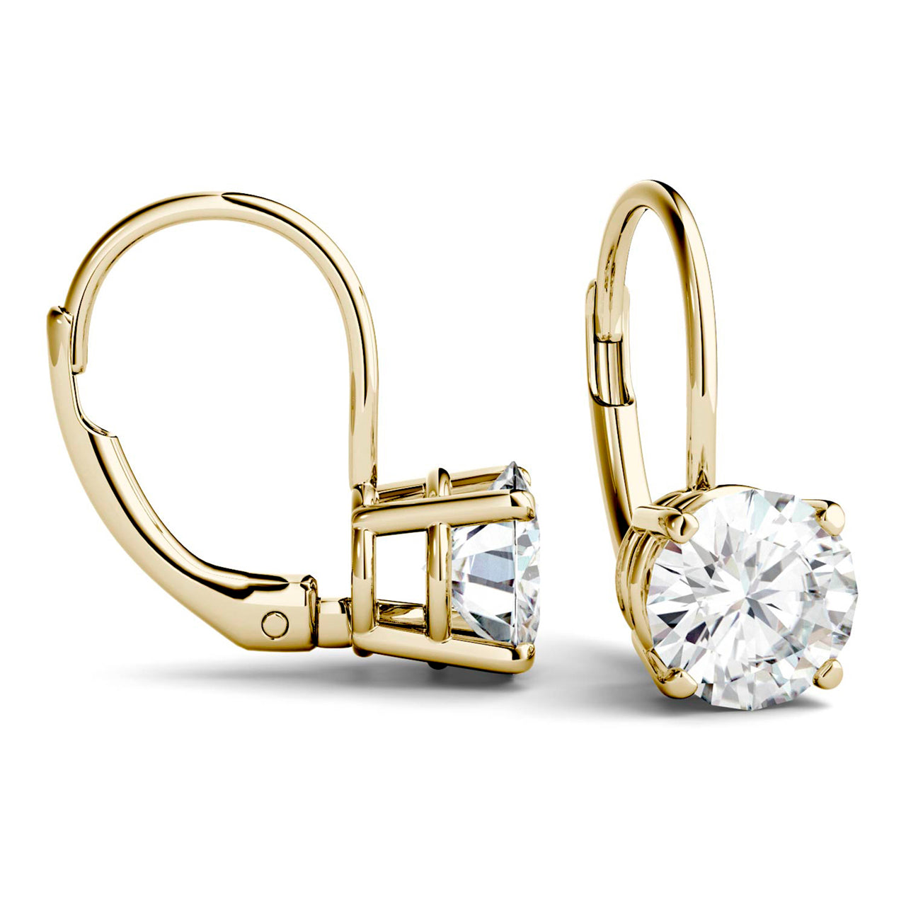 by Jewelry by Johan 2 CT TW Leverback Charles & Colvard Moissanite Earrings in Yellow Gold 002235