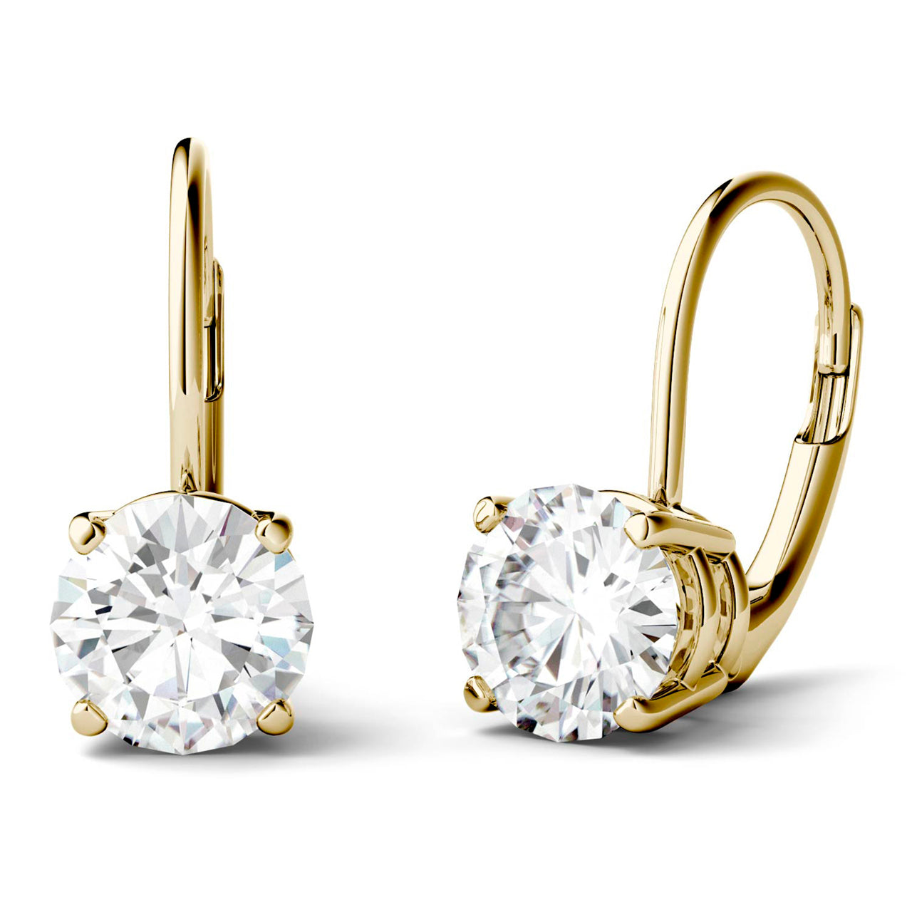 by Jewelry by Johan 2 CT TW Leverback Charles & Colvard Moissanite Earrings in Yellow Gold 002236
