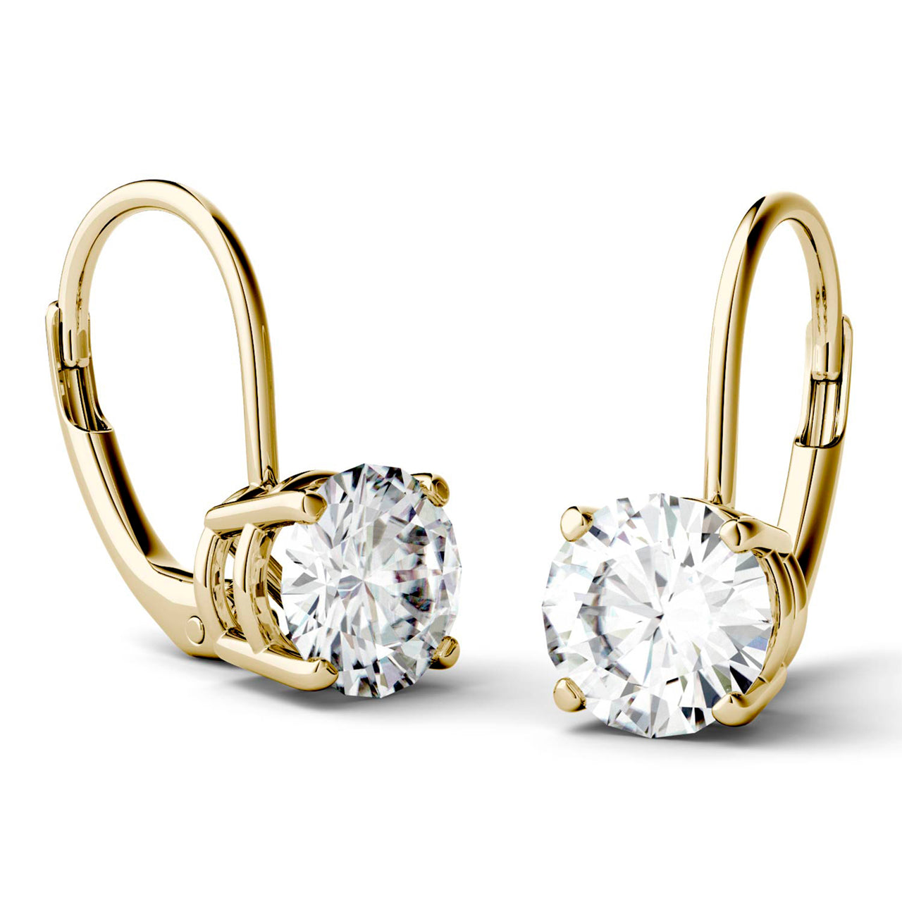 by Jewelry by Johan 2 CT TW Leverback Charles & Colvard Moissanite Earrings in Yellow Gold 002237