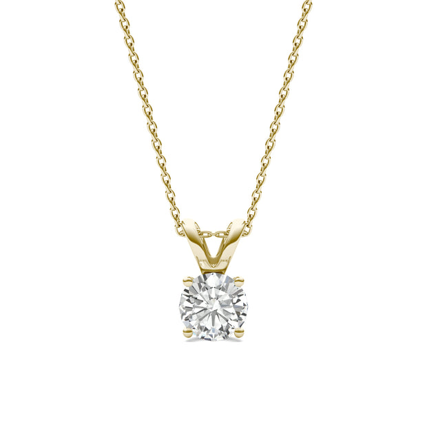 by Jewelry by Johan Yellow Gold Solitaire Moissanite Necklace by Charles & Colvard 002222