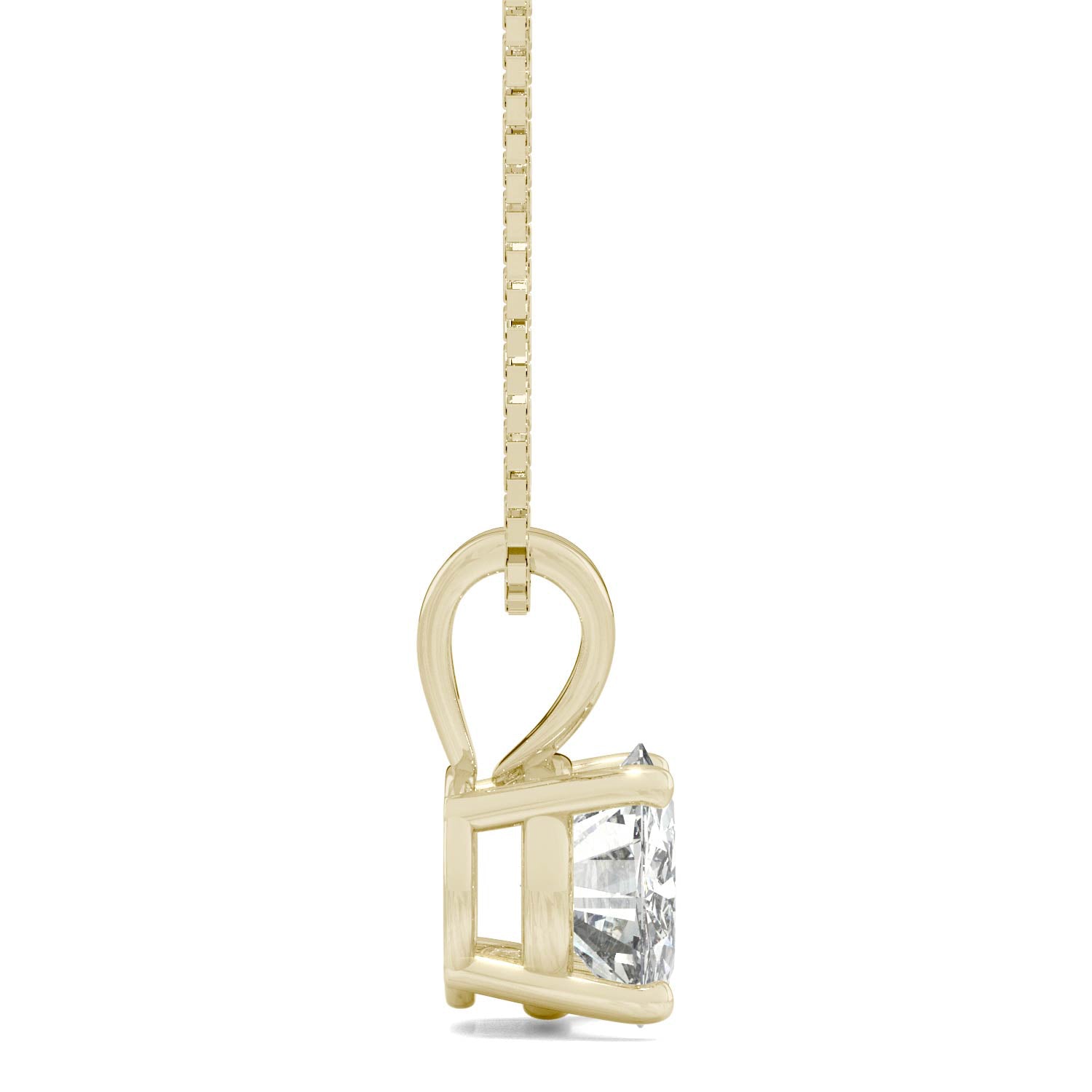 by Jewelry by Johan Yellow Gold Solitaire Moissanite Necklace by Charles & Colvard 002224