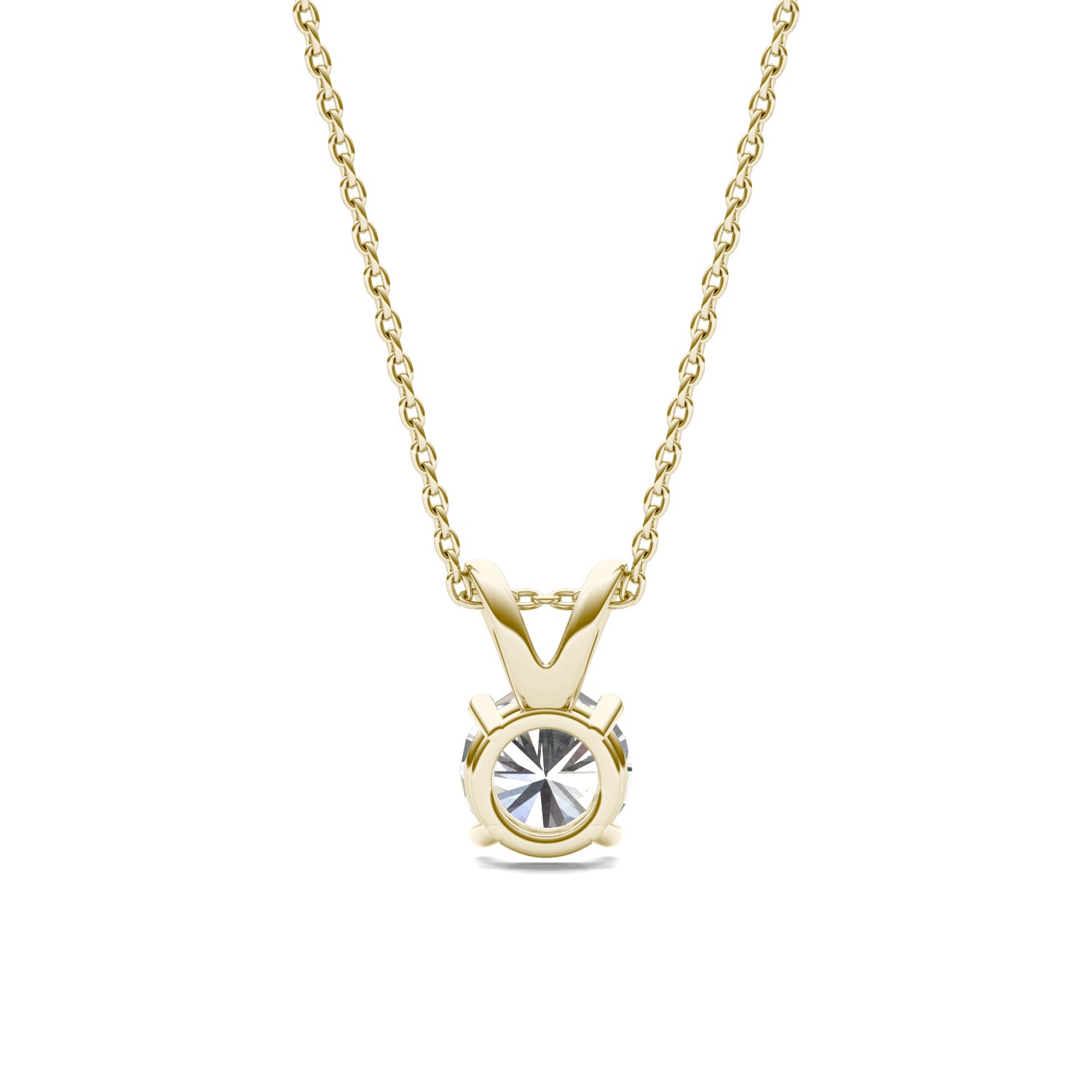 by Jewelry by Johan Yellow Gold Solitaire Moissanite Necklace by Charles & Colvard 002223