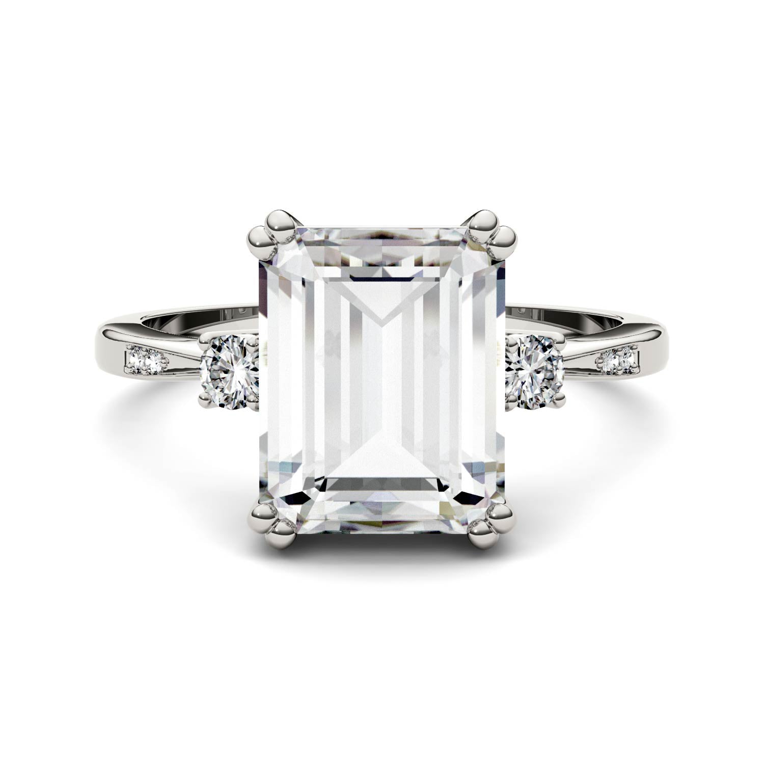 by Jewelry by Johan Emerald Cut, 3.55 ct, Charles & Colvard Moissanite Ring in White Gold 002154