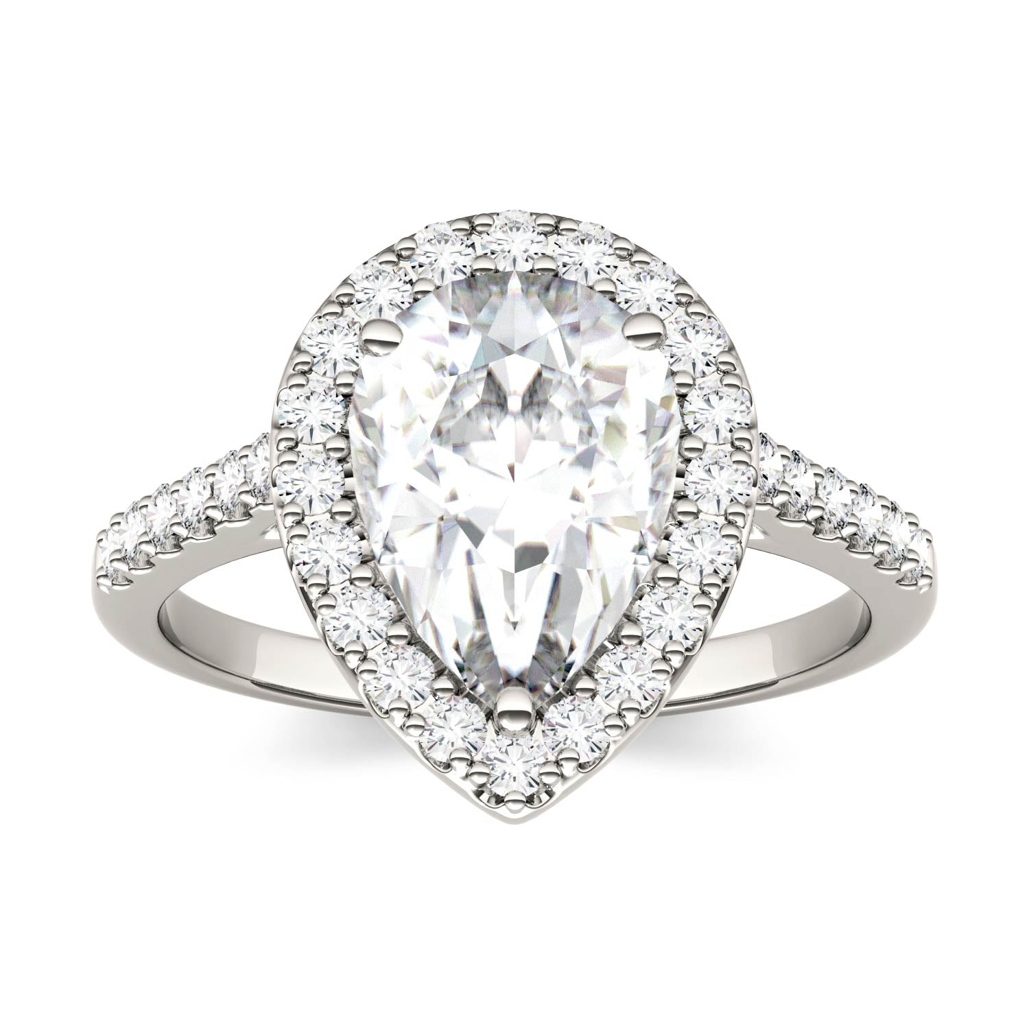 by Jewelry by Johan Charles & Colvard 2.1 ct Pear Moissanite Halo in White Gold Band 002162