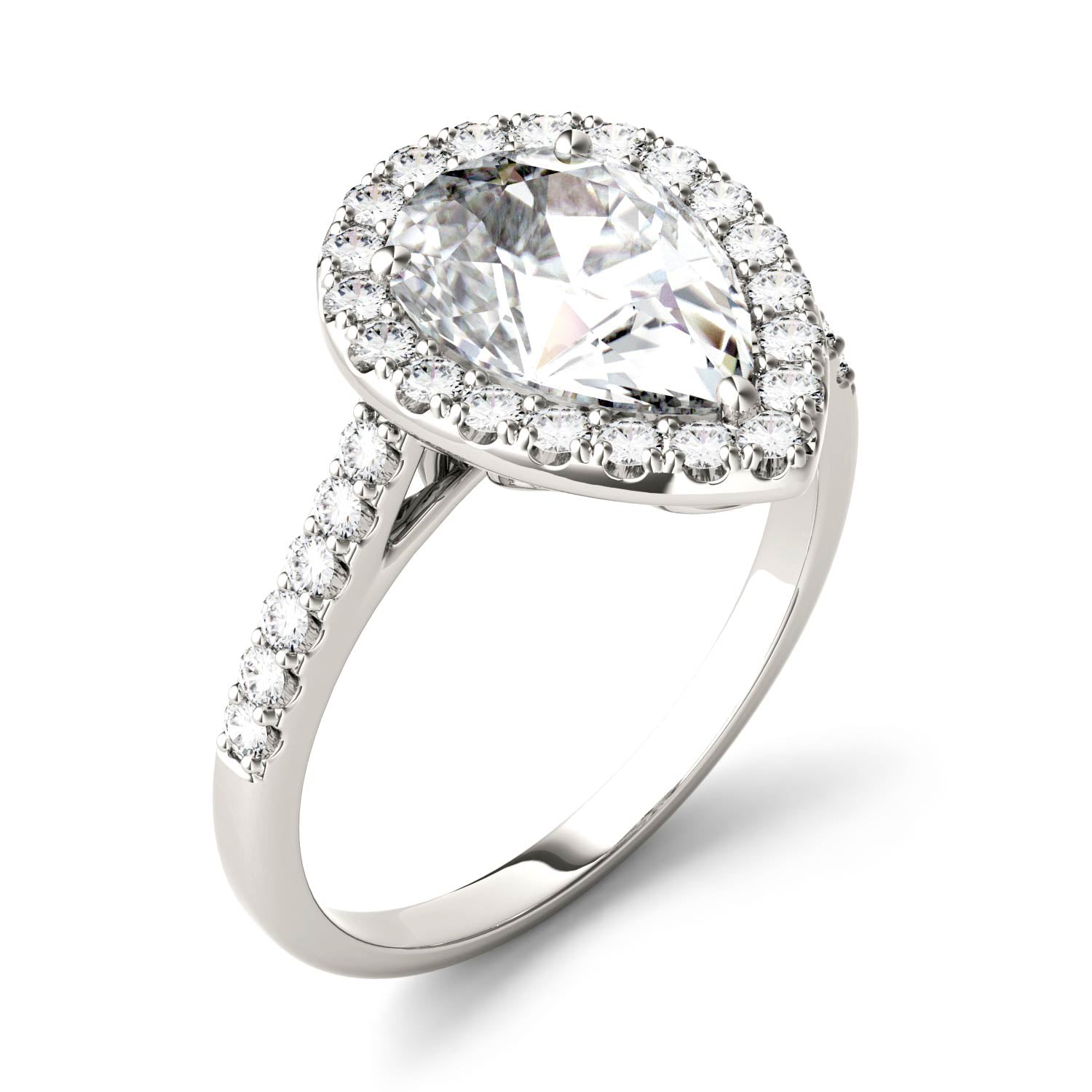 by Jewelry by Johan Charles & Colvard 2.1 ct Pear Moissanite Halo in White Gold Band 002164