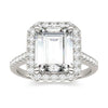 by Jewelry by Johan Charles & Colvard Emerald Cut Moissanite Halo Ring in White Gold 002157