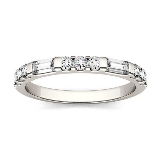 by Jewelry by Johan White Gold Stacker Ring by Charles & Colvard with Baguette Moissanites 002206