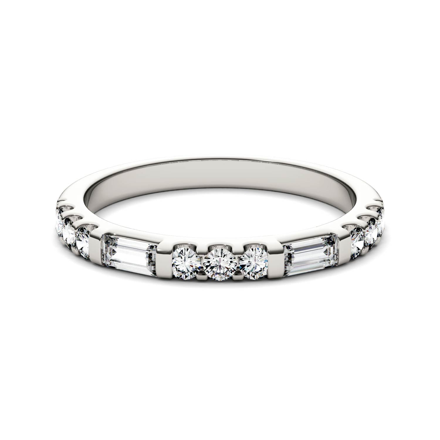 by Jewelry by Johan White Gold Stacker Ring by Charles & Colvard with Baguette Moissanites 002209