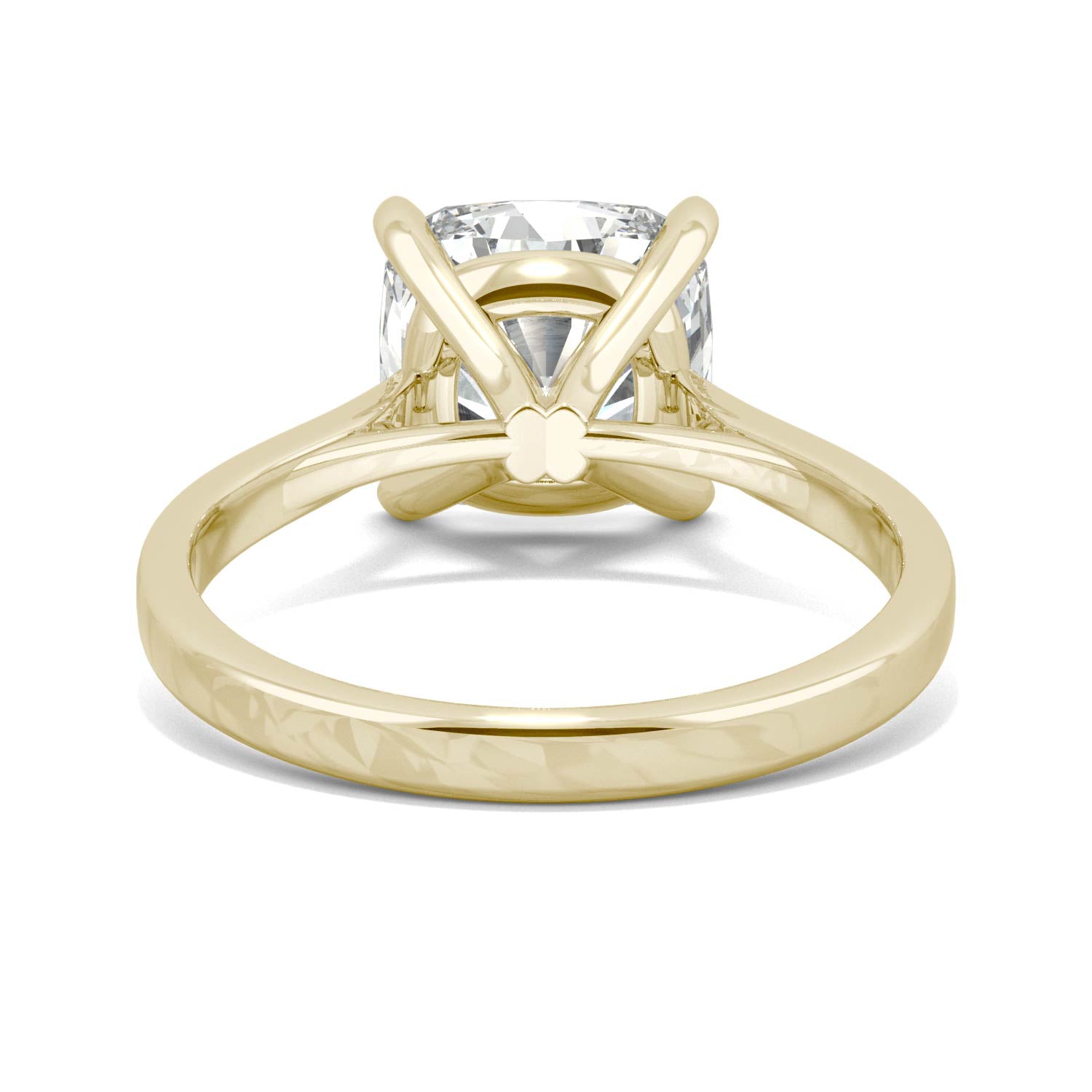 by Jewelry by Johan Yellow Gold Solitaire Ring with a Cushion Cut Charles & Colvard Moissanite 002203
