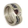 White Gold Bridal Set with Mokume Gane and Gemstones