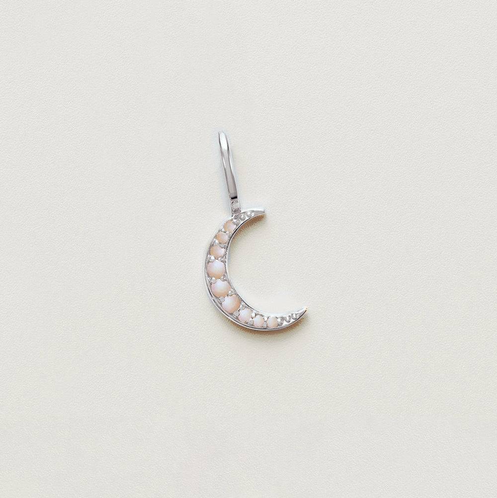 Opal crescent moon pendant without chain