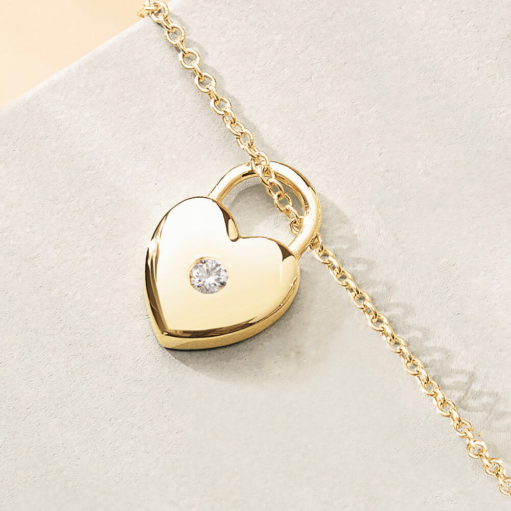 Heart Padlock Necklace (14K) – Popular J