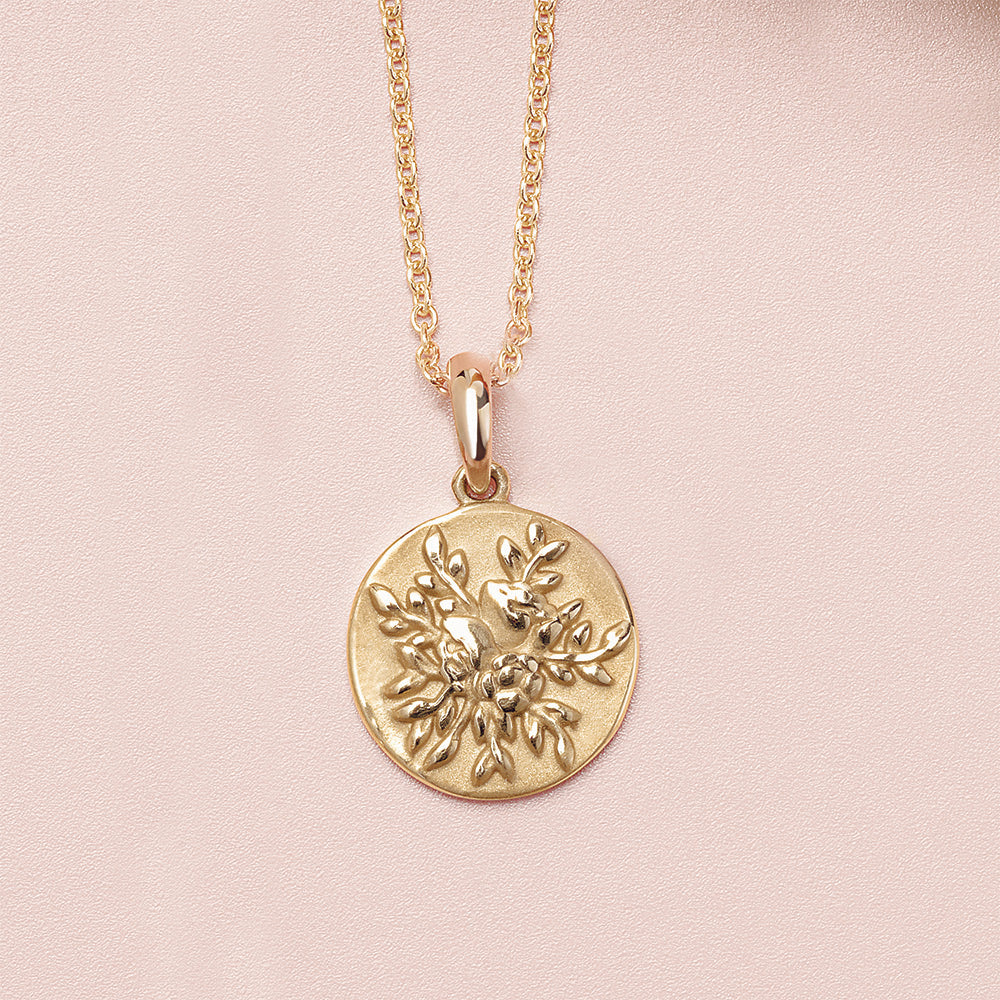 Circle Necklace with Floral Design