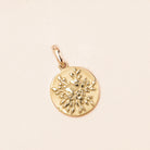 Round Disk Necklace with Floral Design