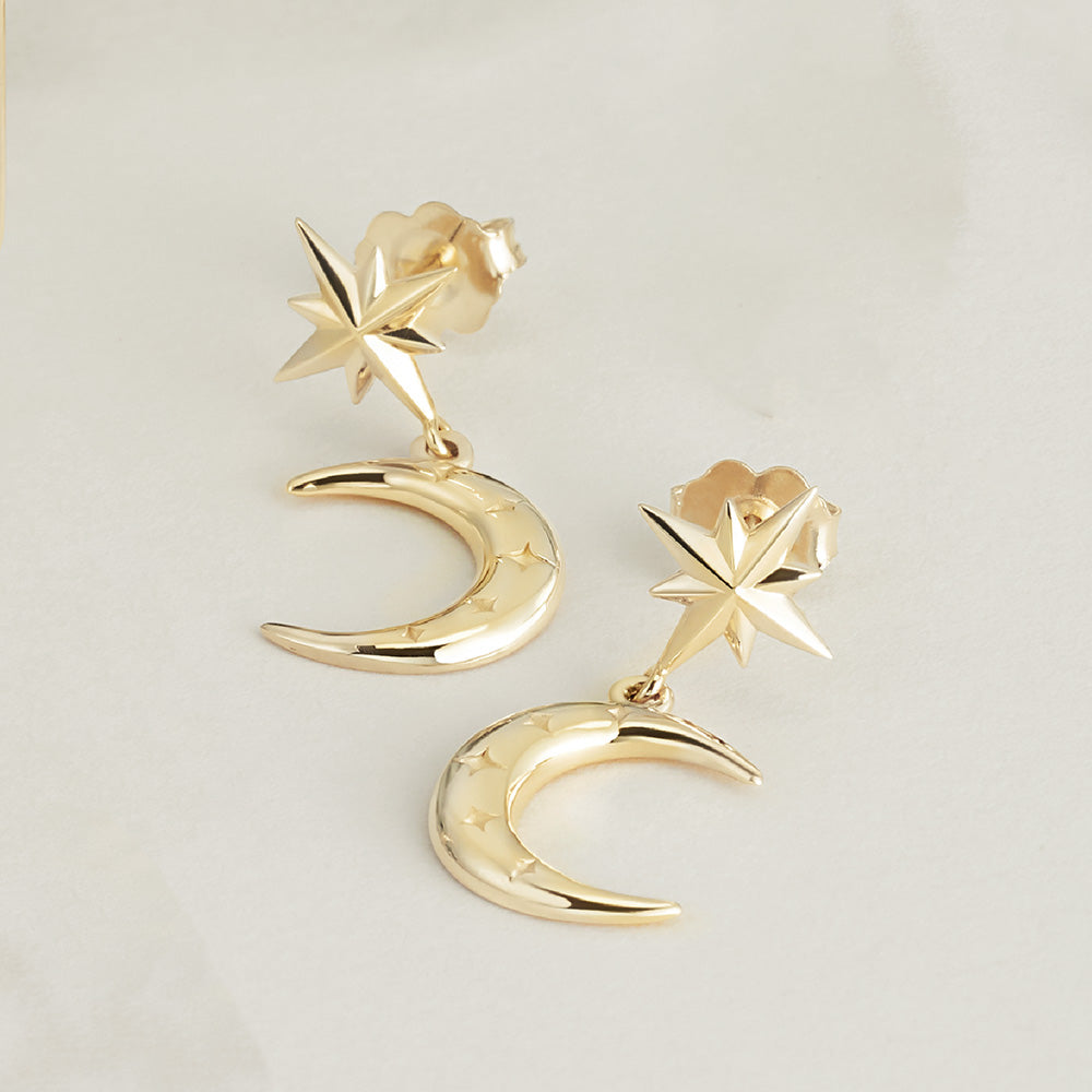 Moon and Sunray Earrings, SUN and Moon Jewelry, Dangle Sun Moon Earrings  for Her, Boho Celestial Earrings, Brass Earrings for Her - Etsy