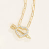 Diamond heart and arrow necklace in yellow gold